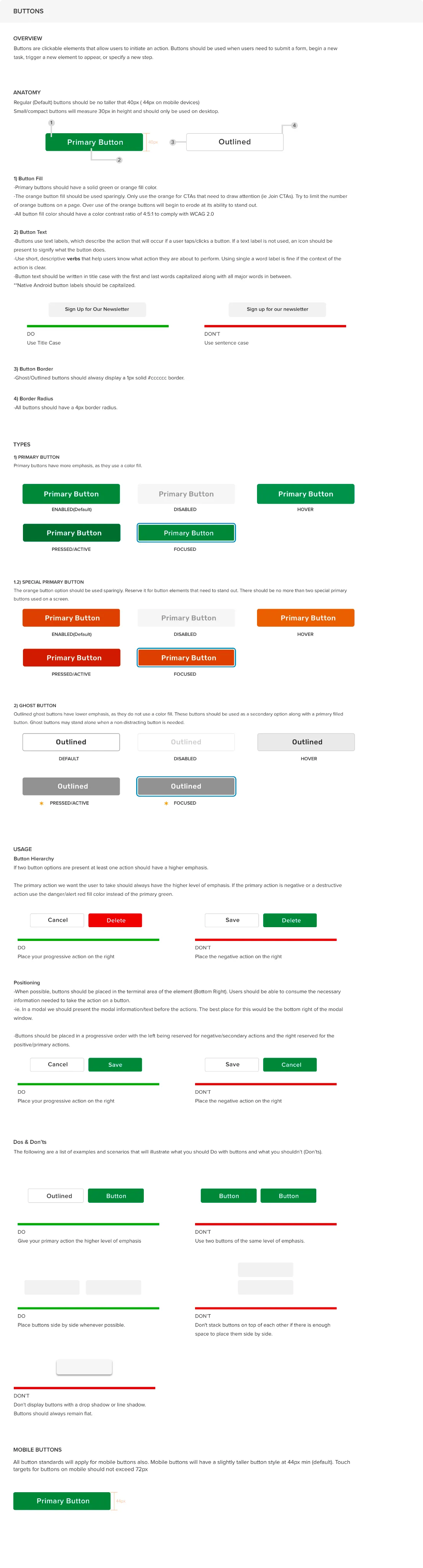 Example of button documentation