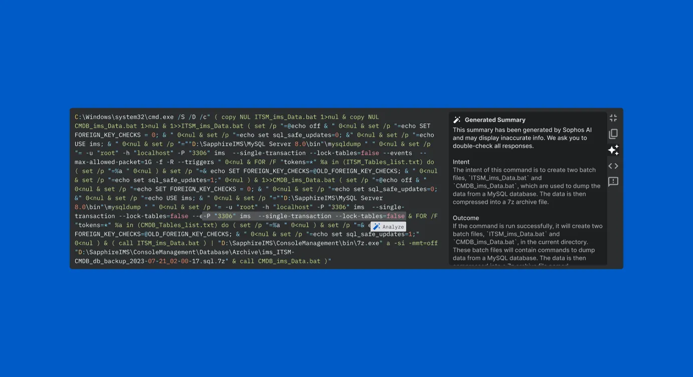 Interface sample of the command line UI